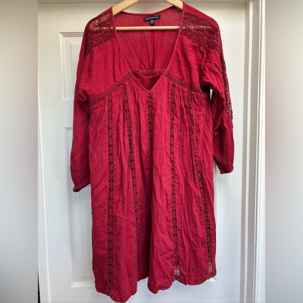 American Eagle Outfitters Maroon Boho Dress M